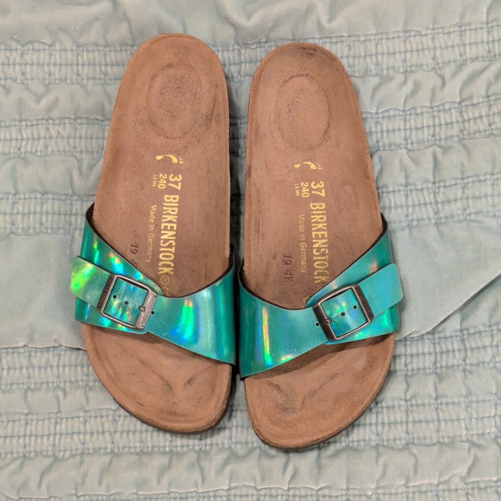 Birkenstock mirror holographic Madrid sandals
